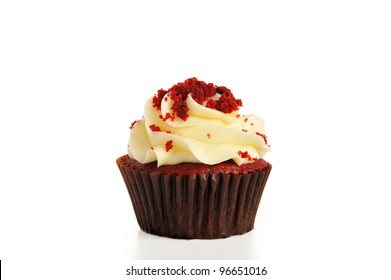 Sweet Red Velvet Cupcake Isolated On White