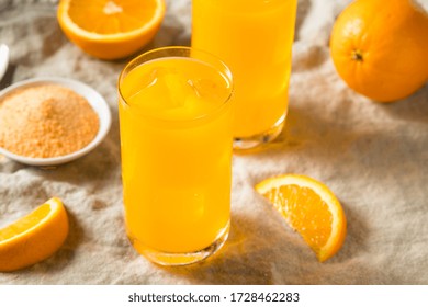 Sweet Refreshing Powdered Orange Drink in a Glass