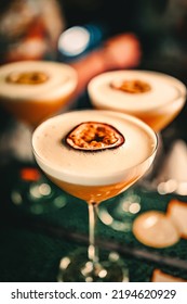 Sweet And Sour Refreshing Cocktail On The Bar Counter