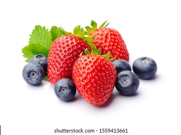 Sweet strawberry and blackberry isolated on white backgrounds.