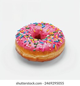 Sweet strawberry glazed donuts with sprinkles on white background, Delicious colorful donuts isolated on white background
 - Powered by Shutterstock