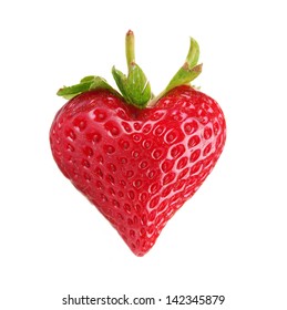 Sweet strawberry in heart-shaped isolated on white