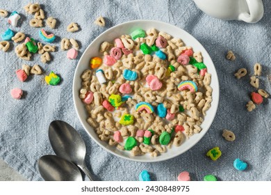 Sweet Sugary Marshmallow Lucky Irish Cereal with Whole Milk - Powered by Shutterstock