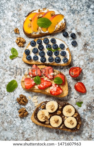 Similar – Image, Stock Photo Fresh bread with sweet fruits