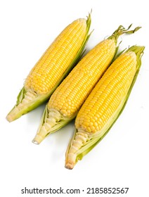 Sweetcorn Isolated On A White Background.