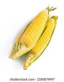 Sweetcorn Isolated On A White Background.