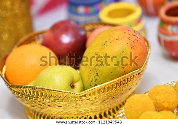 Sweets Fruits Basket Indian Wedding Ceremony Stock Photo Edit Now