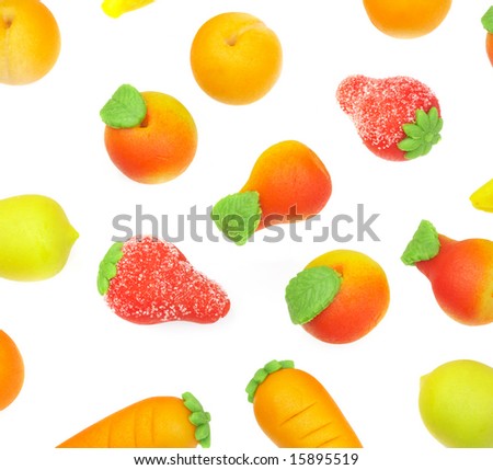 The sweets marzipan. In the form of fruit