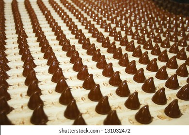 Sweets On A Chocolate Factory Conveyor