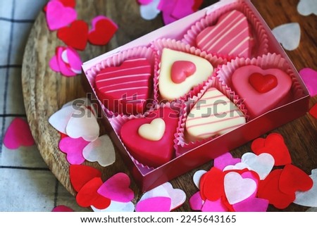 Sweets for Valentine's Day. Marzipan hearts.