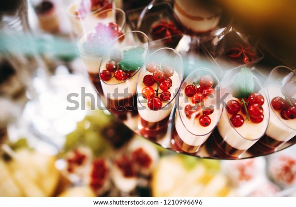 Sweets Wedding Reception Fruit Cream Desserts Stock Photo Edit