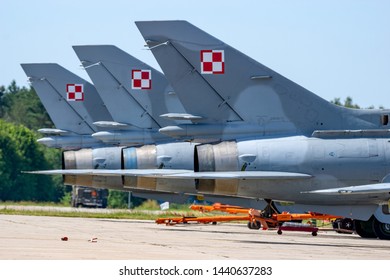 Swidwin, Poland-June 2019: Airplanes Su-22 Polish Air Force