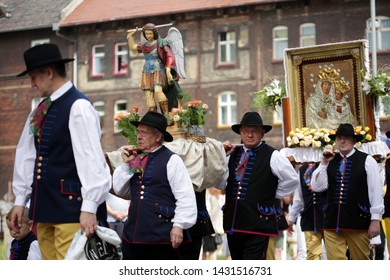 SWIETOCHLOWICE, LIPINY / POLAND - JUNE 20 2019: The traditional procession of the Corpus Christi Day  in the Lipiny district 