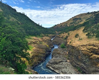 Swift River Carving Gorge In In Mountain Valley In Washington State.