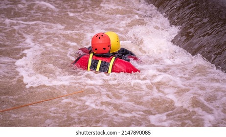 Swiftwater Rescue Training With Fireman