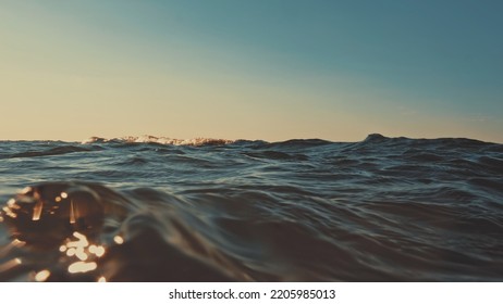 Swimmer Diving And Floating On Surface Of Sea Water POV