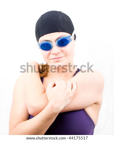 swimmer girl isolated on white background