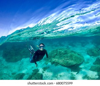 Swimmer At Ningaloo Reef