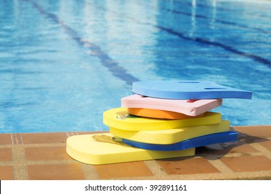 Swimming boards on beside of the pool 
