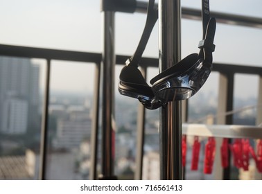 Swimming Goggles Hanging Up Drying In The Sun