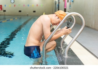 Swimming - Male Swimmer, Man In Indoor Pool