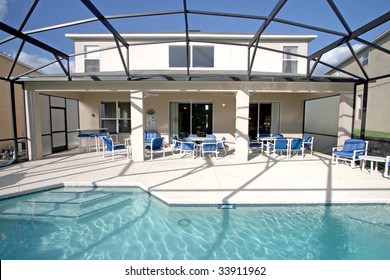 A Swimming Pool And Lanai In Florida