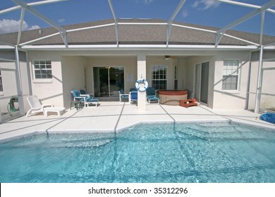 A Swimming Pool And Lanai In Florida.