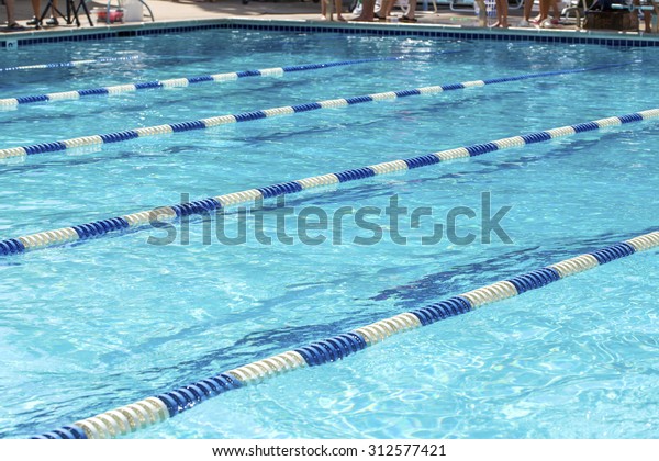 Swimming pool with lane\
lines