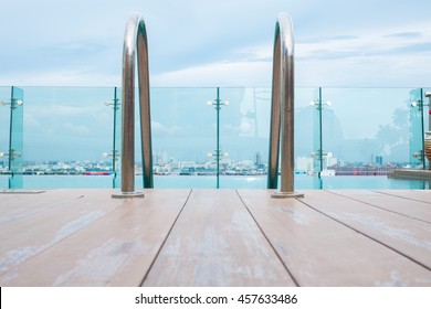 Swimming Pool On Roof Top With Stair At Hotel