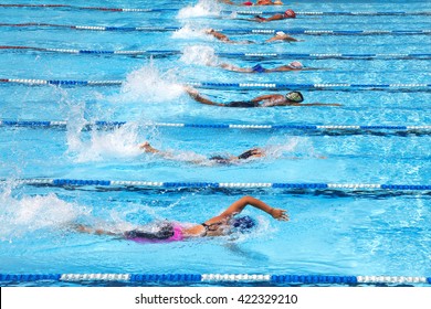 Swimming pool  in a race.
