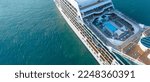 swimming pool in roof top of Cruise Ship, Garden in Cruise and pool. Cruise Ship Cruise Liners beautiful white ship above luxury ship in the ocean sea