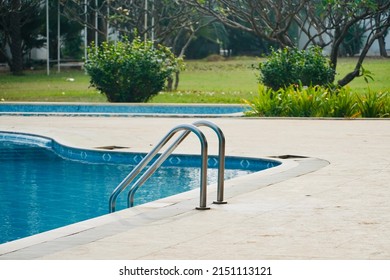 Swimming Pool Stair Wooden Deck Resort Stock Photo 2151113121 ...