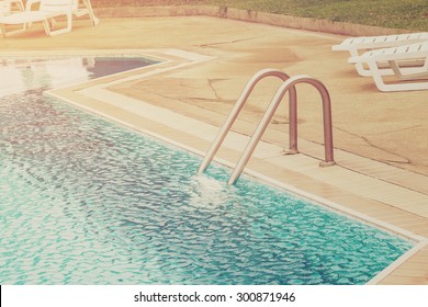 Swimming Pool With Stairs With Vintage Effect. 