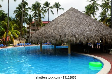 Swimming Pool With Swim Up Bar At Tropical Resort