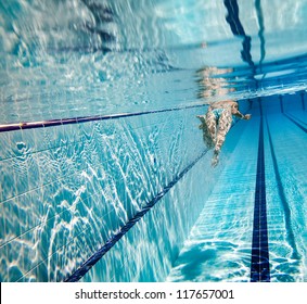 Swimming Pool Under Water Stock Photo (Edit Now) 123699100