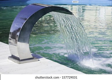 Swimming Pool Waterfall Jet Closeup