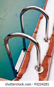 Swimming Pool In Winter With Snow