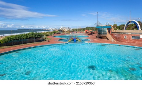 Swimming Pools A Public Family Holiday Facility Along Durban Beach Front Landscape.