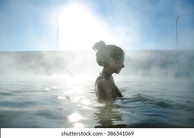 swimming in thermal water pool - Powered by Shutterstock