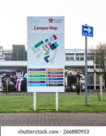 SWINDON, UK - APRIL 6, 2015: The New College In Swindon, Wiltshire Showing The Campus Map