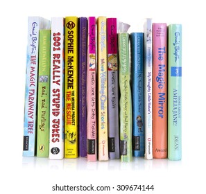 SWINDON, UK - AUGUST 25, 2015: Collection Of Childrens Books On A White Background