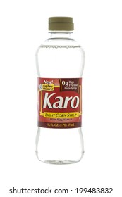 SWINDON, UK - JUNE 14, 2014: Bottle Of Karo Light Corn Syrup On A White Background