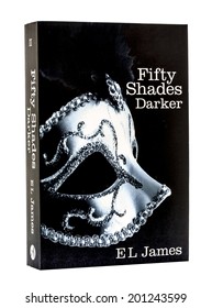SWINDON, UK - JUNE 27, 2014: Erotic Romance Novel  Fifty Shades Darker By EL James on a White Background, Fifty Shades Darker has topped best-seller lists around the world, including UK and USA
