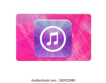 SWINDON, UK - MARCH 20, 2014: Apple iTunes card on a white background