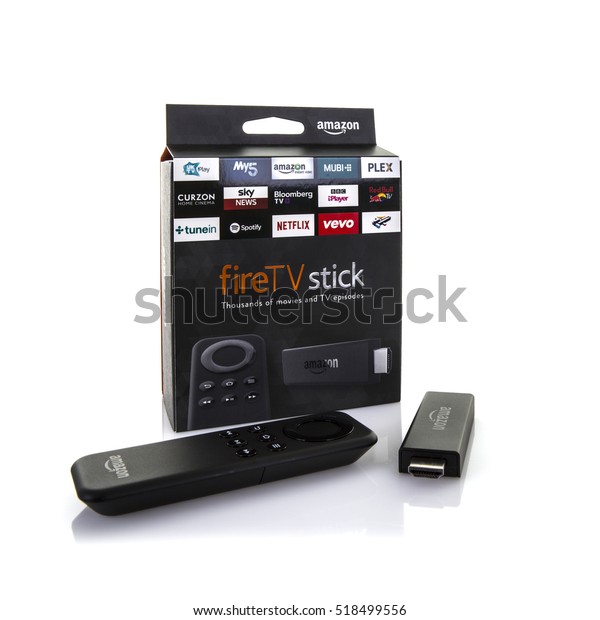 SWINDON, UK - NOVEMBER 19, 2016: Amazon Fire TV stick on a white background