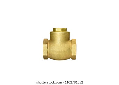 Swing Check Valve Brass Isolated On White Background