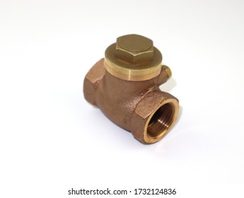 Swing Check Valve, Brass Isolated On White Background