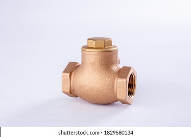 Swing Check Valve Brass Isolated On White Background