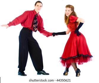 Swing dancers isolated on white