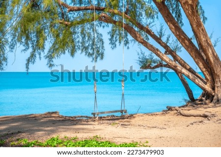 Swing on the beach at Mai Khao Beach, Phuket Thailand.